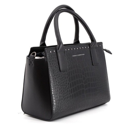 French Connection Jessamy Croco Satchel Black NWT - Picture 2 of 8